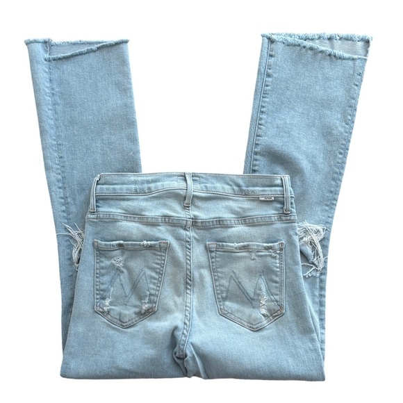 MOTHER The Insider Crop Step Fray Denim Jeans Free Hugs Distressed Wash Size 27 - Picture 13 of 14